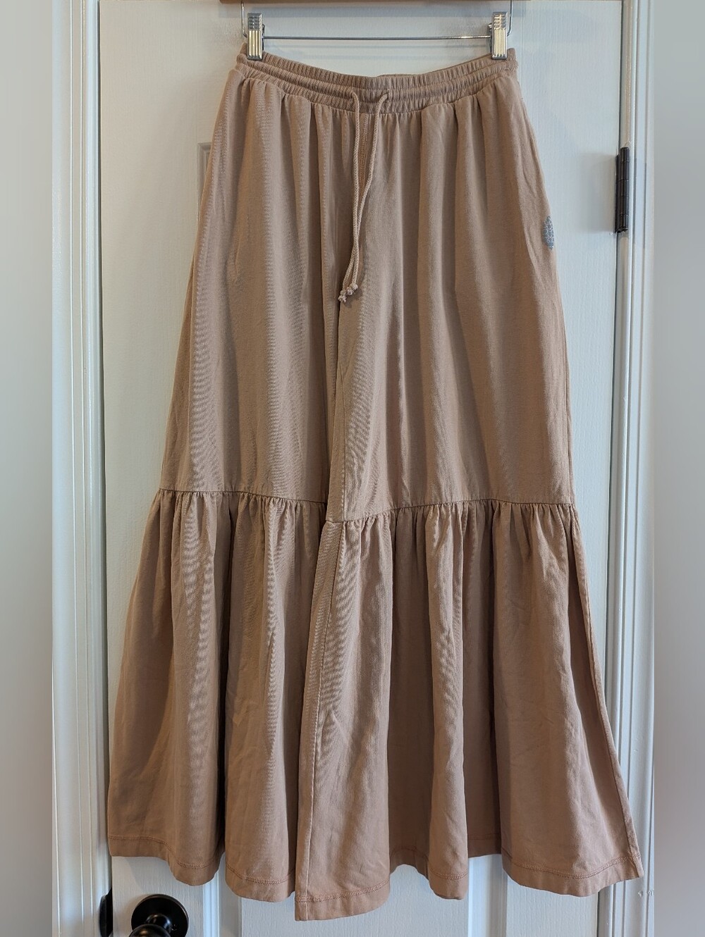 Free People Movement Super Wide Leg Palazzo Pants Tan Tiered Bohemian Size XS